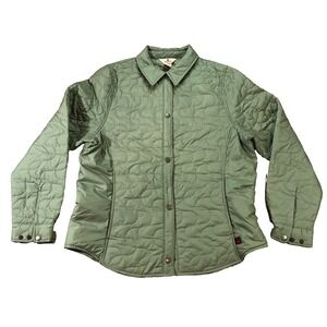 Woolrich Sage Green Button Down Quilted Barn Chore Coat‎ Jacket Womens M READ